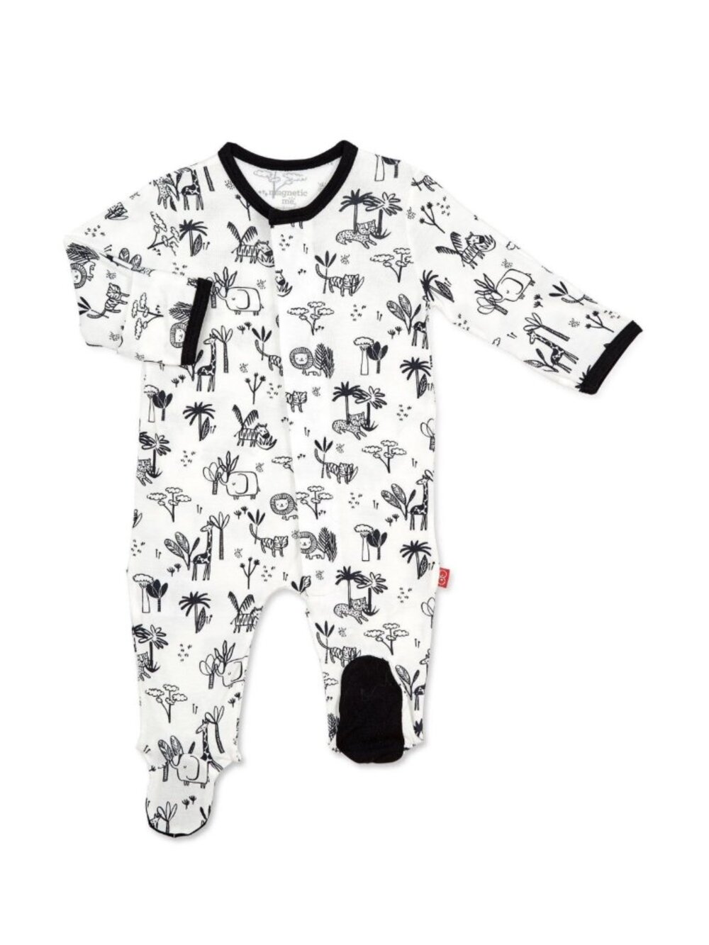 Magnetic Me Animal Safari Modal Footie Black and White Size 3-6 Month